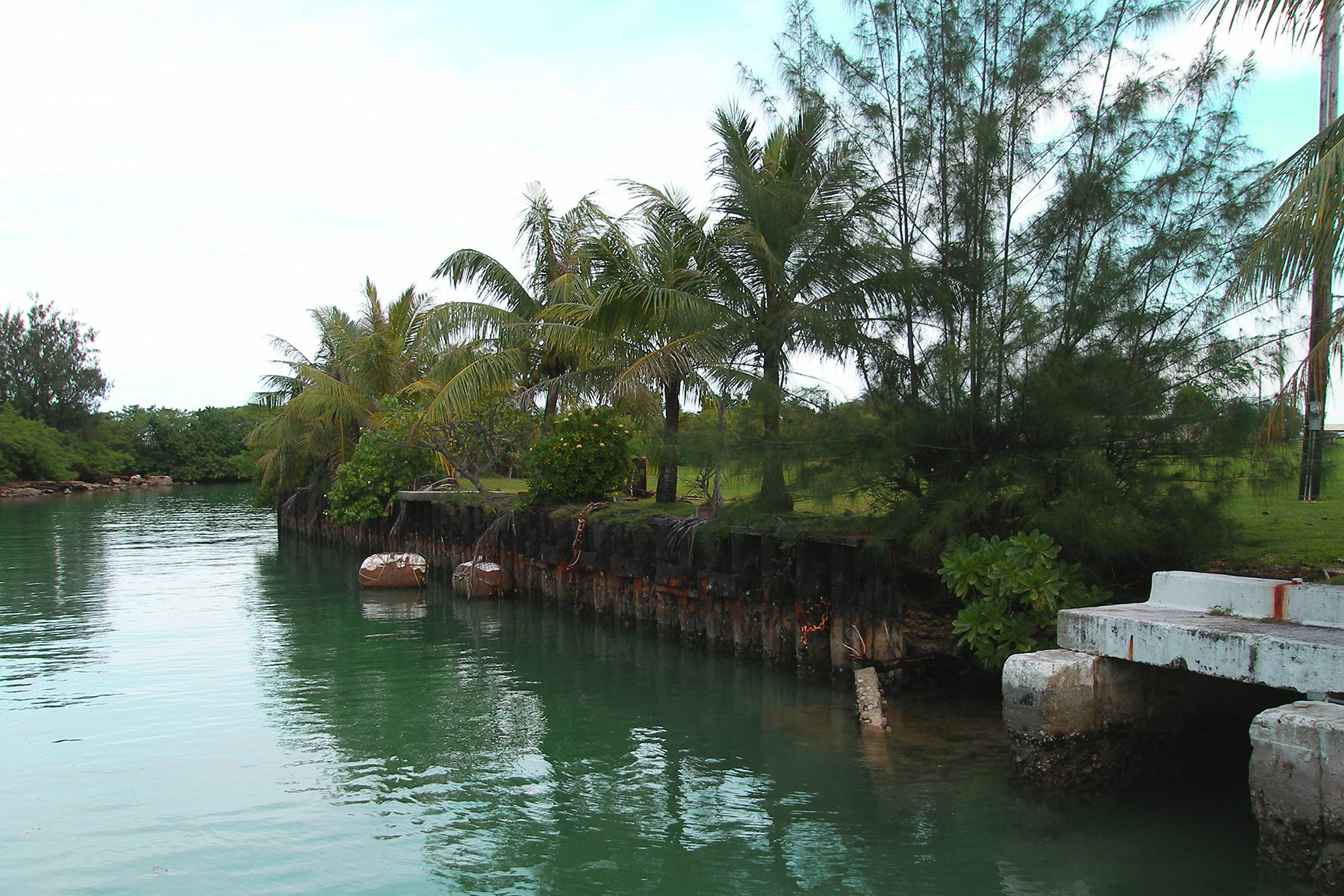 Image shows a deteriorating sheet pile wall.
