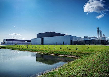 a data center with a body of water nearby